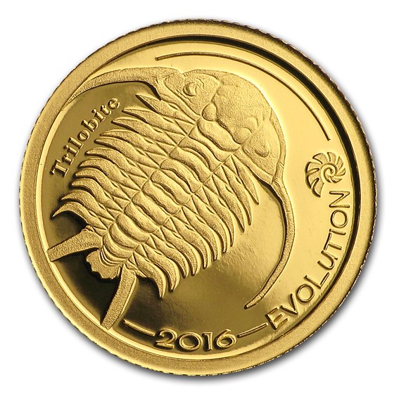 2016 Mongolia 1/2 gram Pf Gold 1000 Togrog Evolution (Trilobite) 2016 Mongolia 1/2 gram Pf Gold 1000 Togrog Evolution (Trilobite)